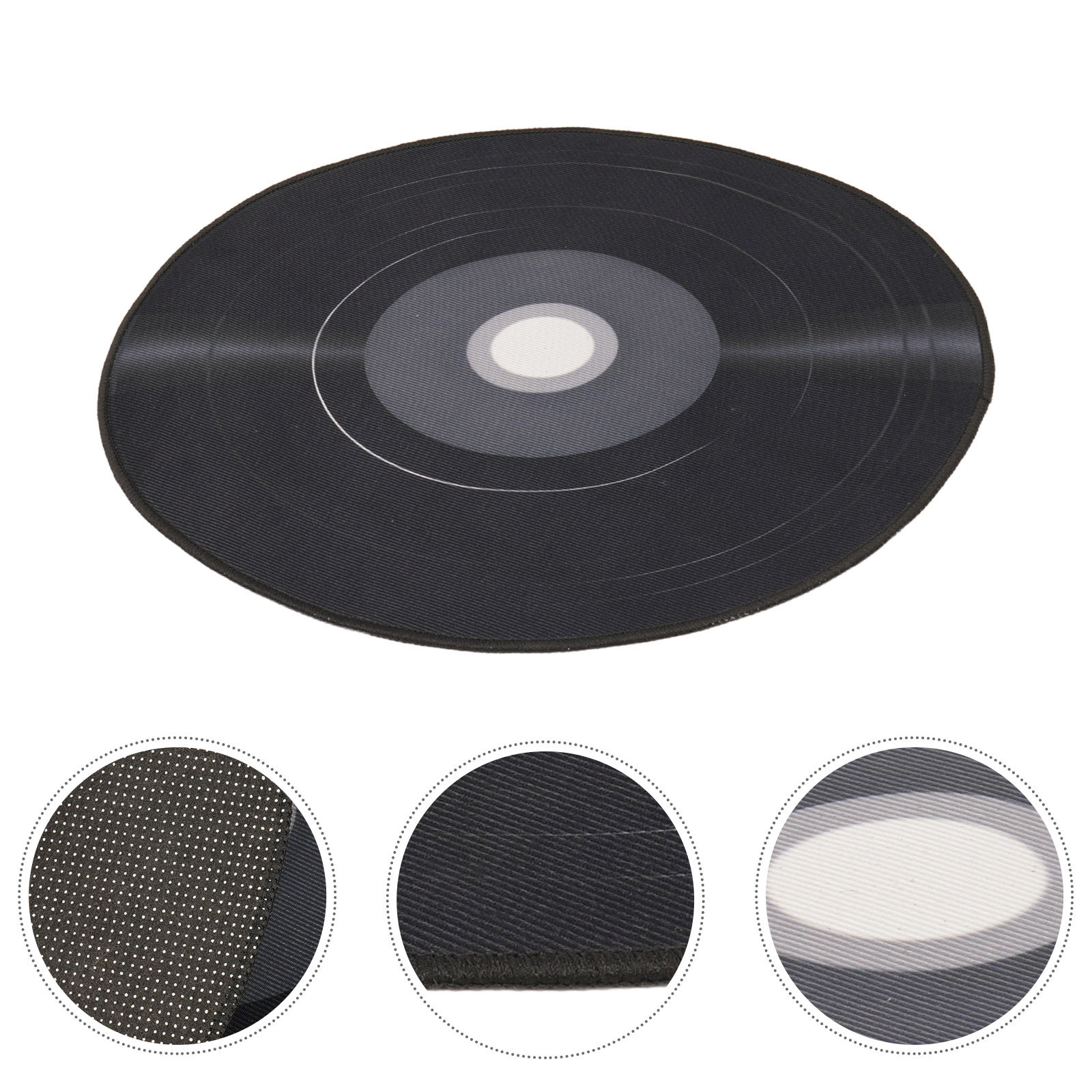 Home Decor Vinyl Flooring - 검은색 바이닐 레코드 무늬 러그, 복고풍