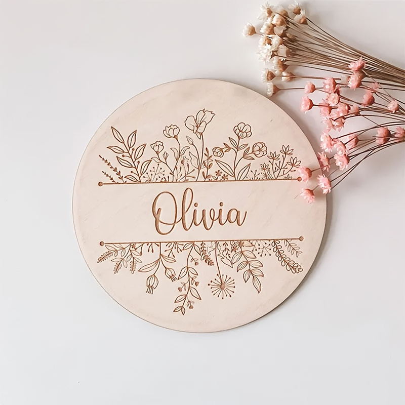 Home Decor Names - 개인 맞춤 꽃무늬 이름 각인 명판,