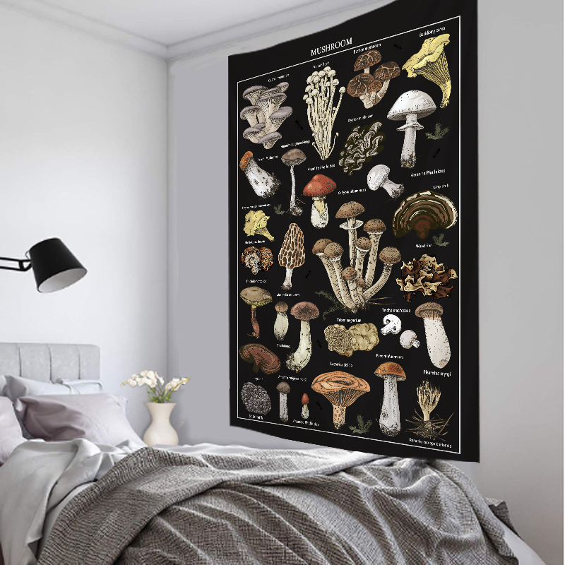 Home Decor Examples - 검은 버섯 예 이미지 태피스트리 벽