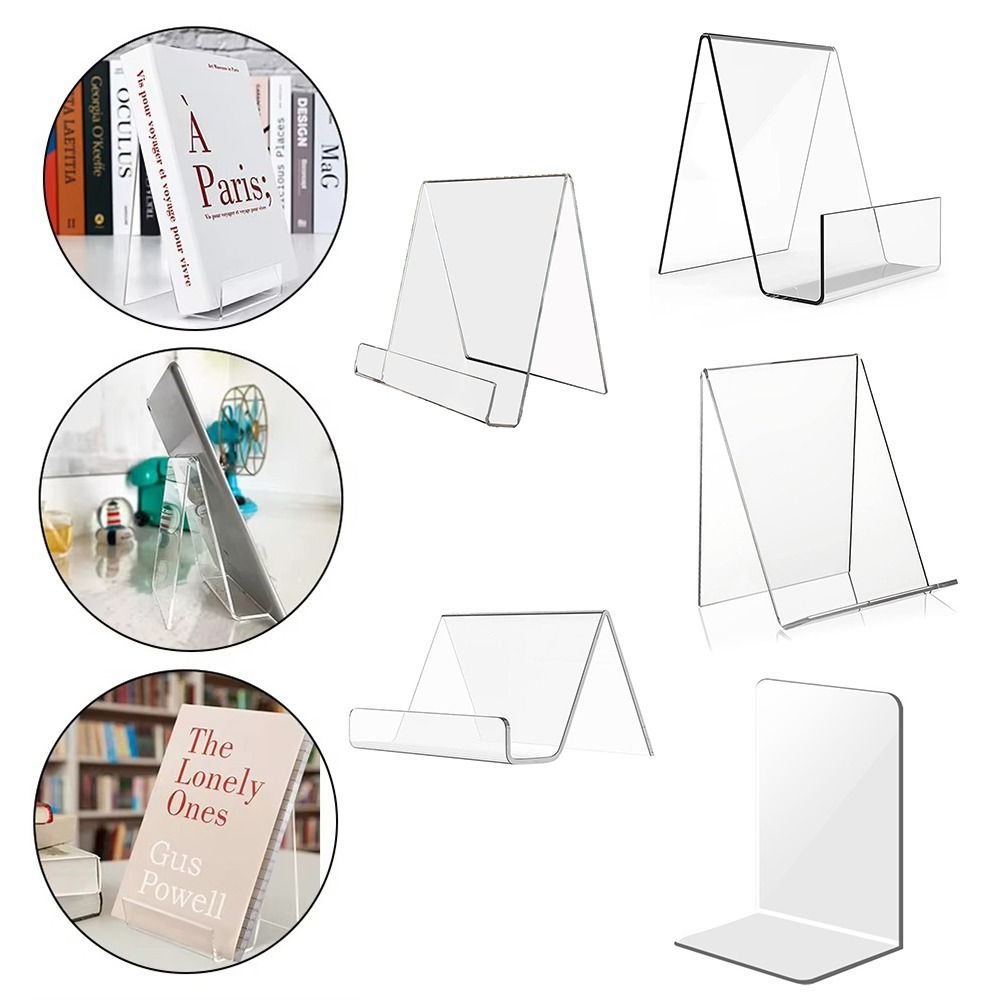 Aesthetic Bookend - 미니멀리스트 아크릴 책꽂이 다기능 휴대용 북엔드