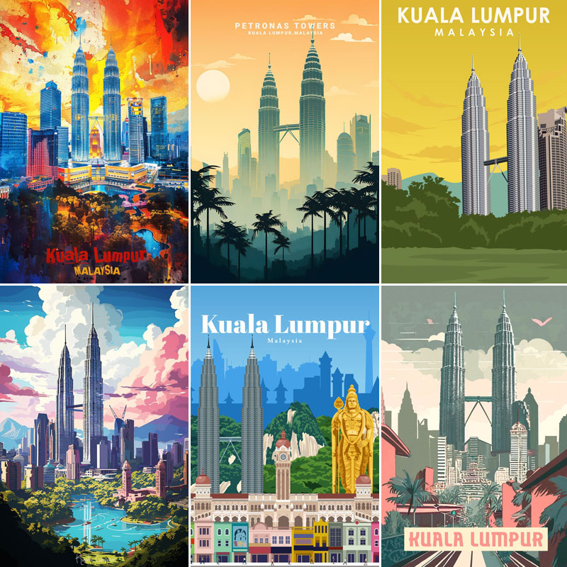Home Decor Kuala Lumpur - 쿠알라룸푸르 말레이시아 여행 명승지 포스터 금속