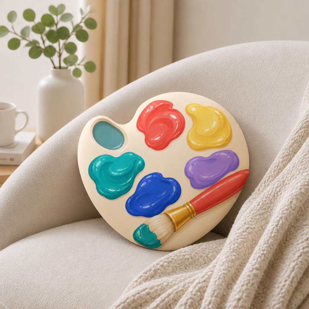 Home Decor Color Palettes - 화가용 팔레트 모양의 쿠션, 다채로운 색상의