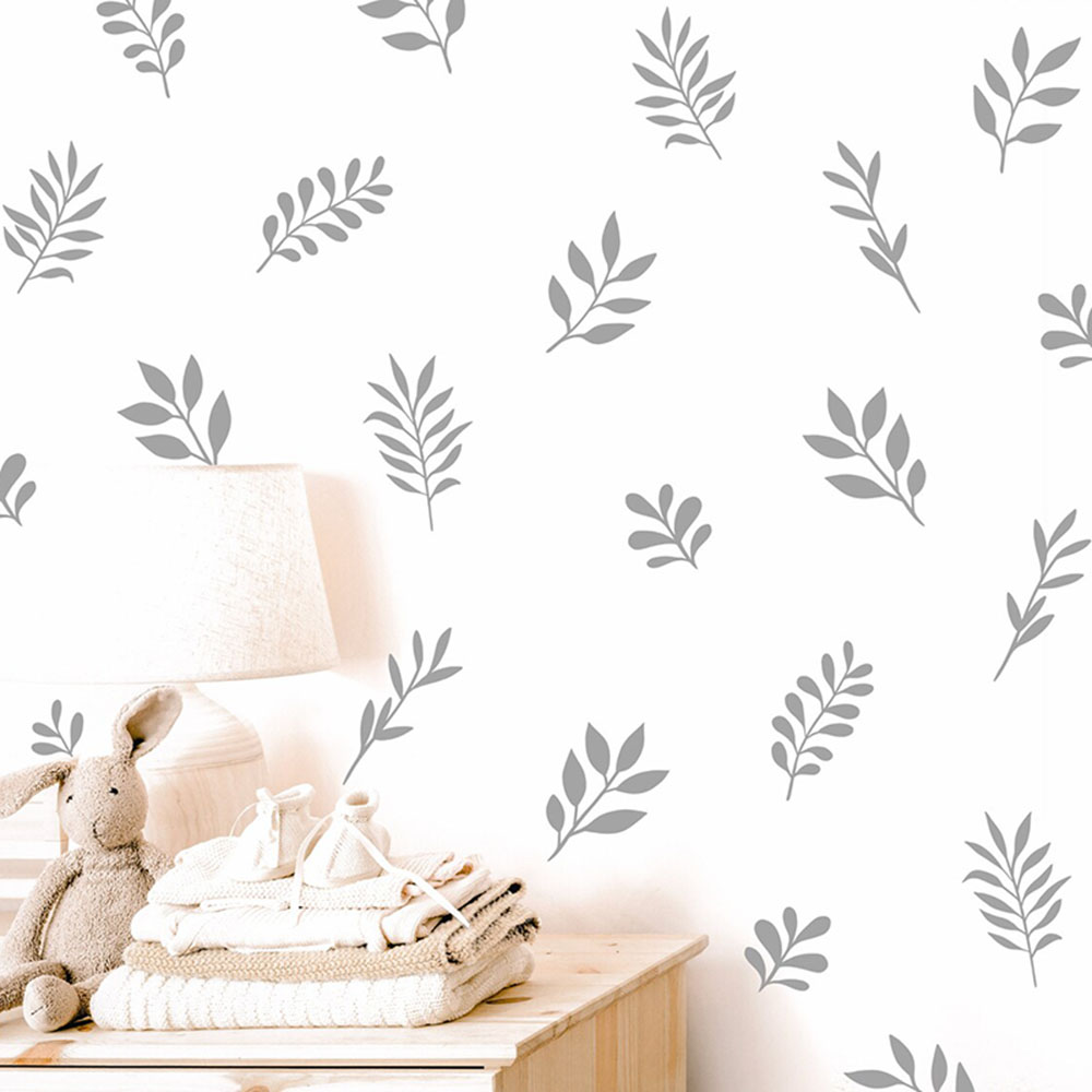 Home Decor Vinyl Flooring - 식물 잎 벽 스티커 놀이방 침실