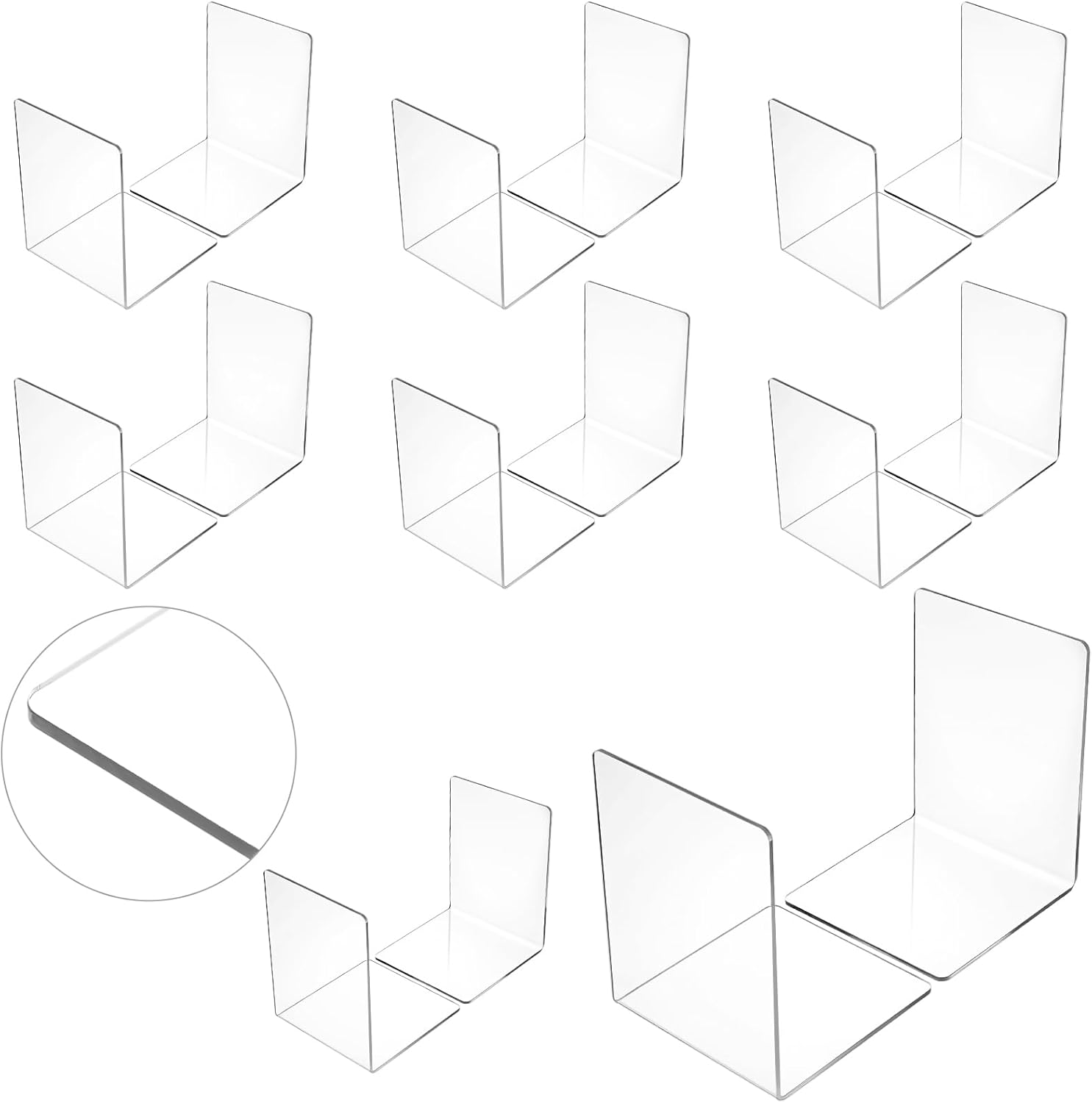 Aesthetic Bookend - 2-8pcs 투명 아크릴 북엔드 L자형 데스크탑