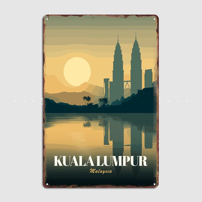 Home Decor Kuala Lumpur - 쿠알라룸푸르 말레이시아 여행 포스터 금속 사인