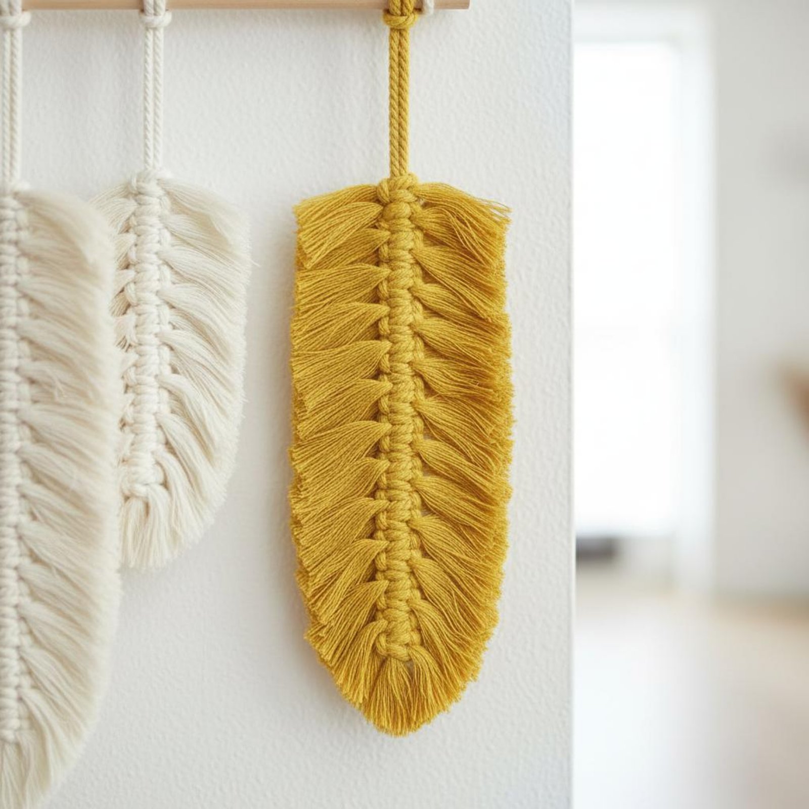 Macrame Wall Hanging - 마크라메 깃털 벽걸이 수공예 나뭇잎 벽걸이
