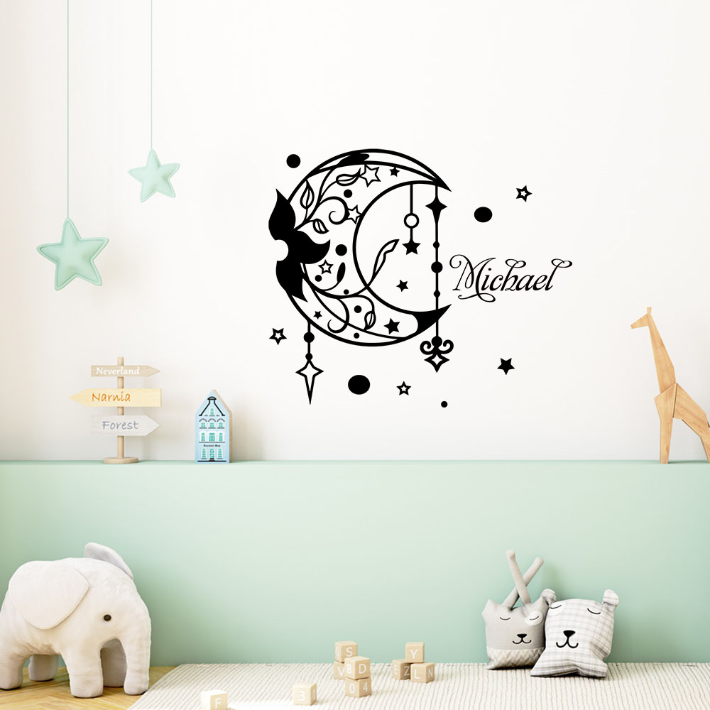 Home Decor Wall Stickers - 1PC Cool Moon 맞춤형 이름 아트