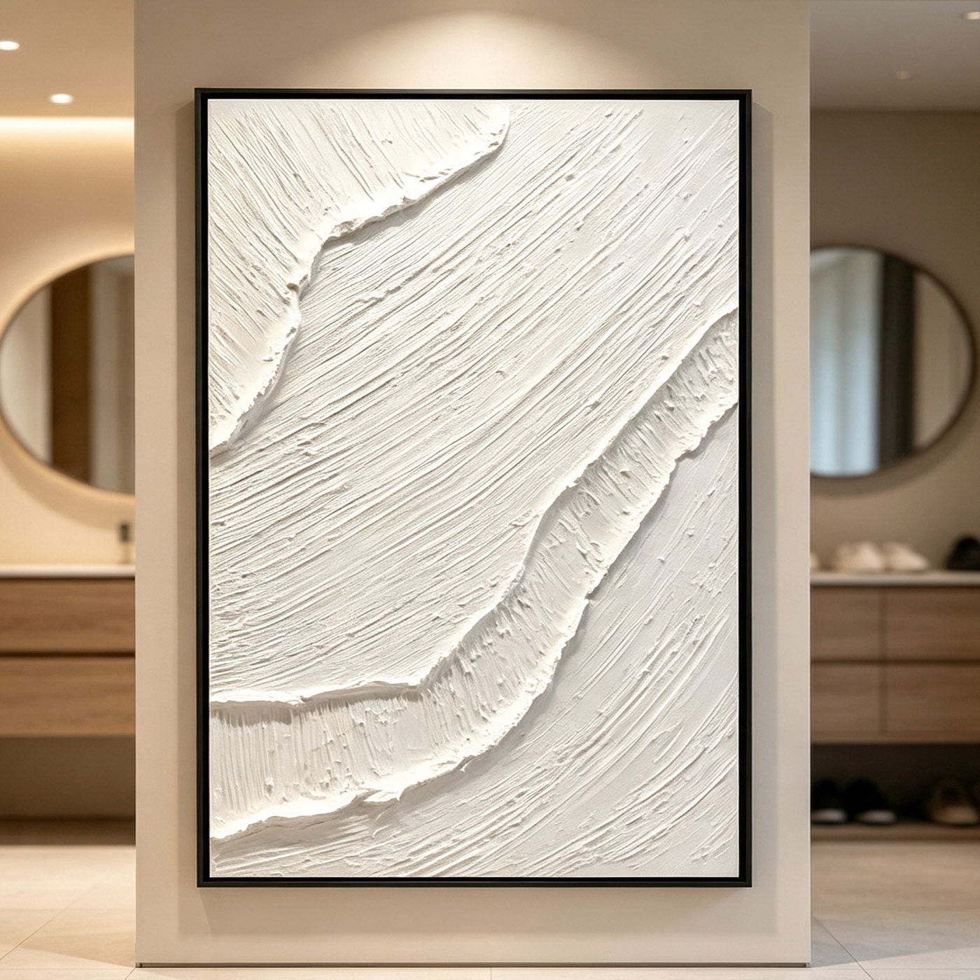 손으로 그린 흰색 3D 두꺼운 질감의 추상 유화 미니멀 - Abstract Oil Painting 리뷰 및 가격