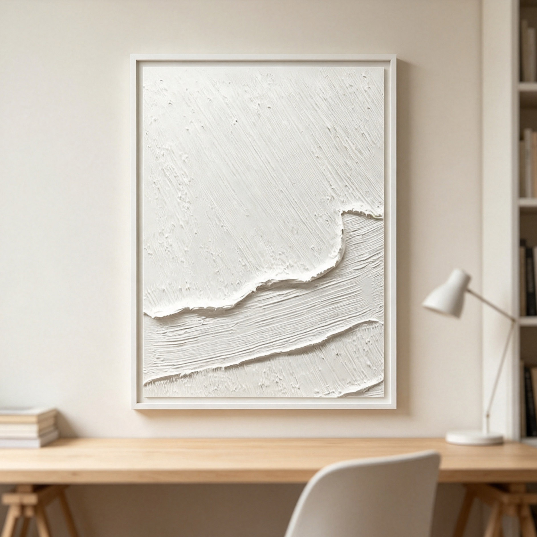 손으로 그린 흰색 3D 두꺼운 질감의 추상 유화 미니멀 - Abstract Oil Painting 리뷰 및 가격