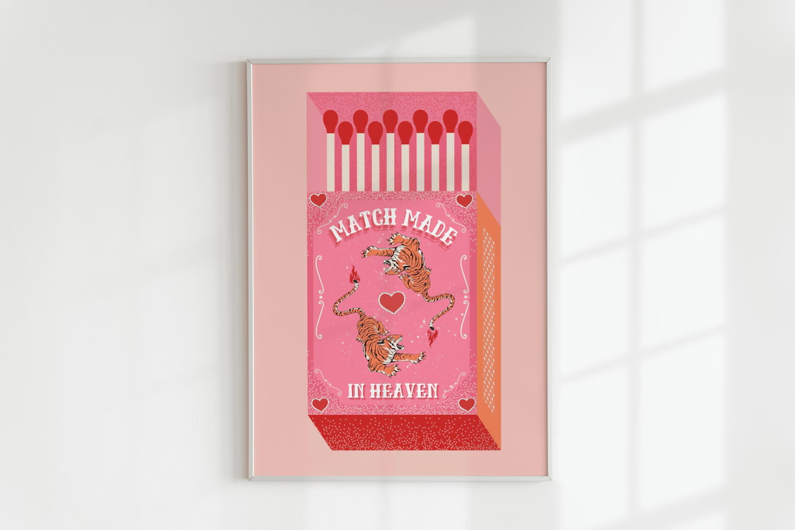 천국에서 만든 일치 핑크 성냥갑 벽 아트 인쇄 캔버스  - Home Decor Kolkata 리뷰 및 가격