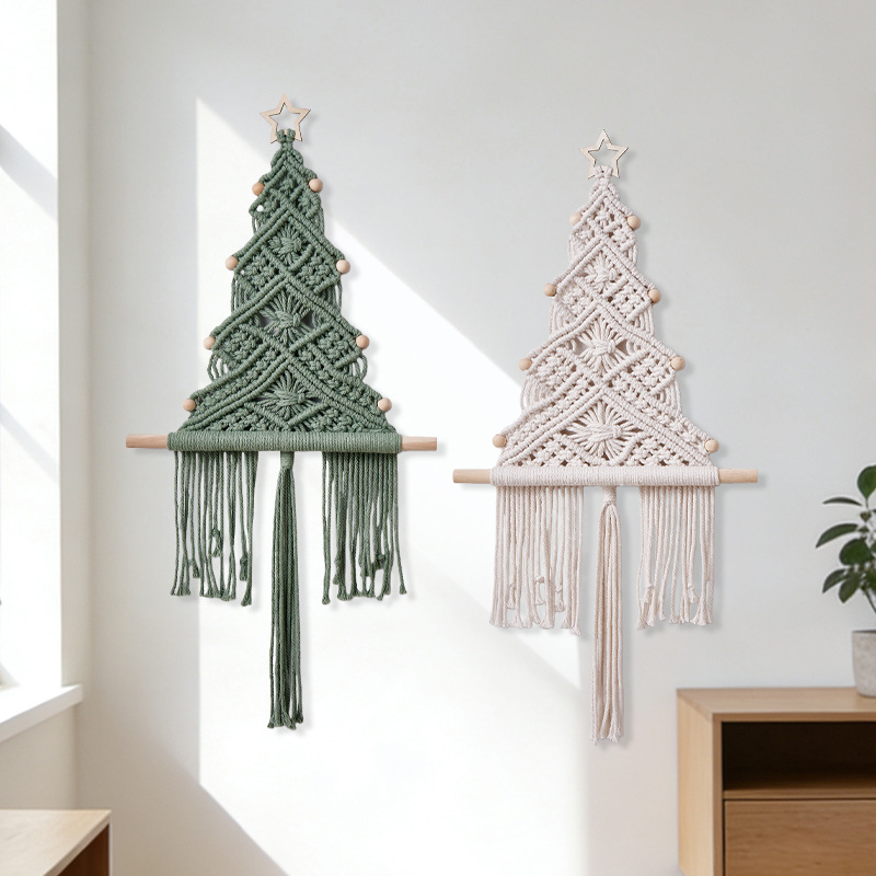 마카롱 수공예 크리스마스 트리 마크라메 벽걸이, 면로프 - Macrame Wall Hanging 리뷰 및 가격
