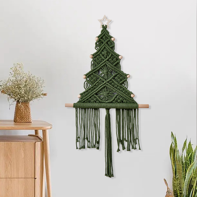 마카롱 수공예 크리스마스 트리 마크라메 벽걸이, 면로프 - Macrame Wall Hanging 리뷰 및 가격