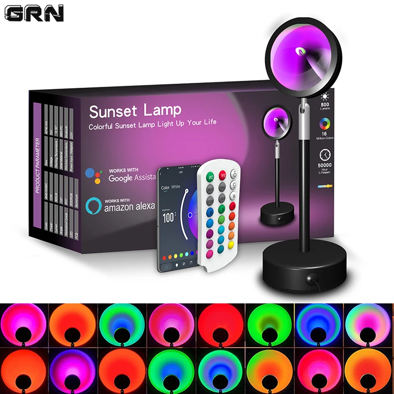 스마트 LED 선셋 램프, 다채로운 변화, 블루투스 앱 - Home Decor App Free 리뷰 및 가격