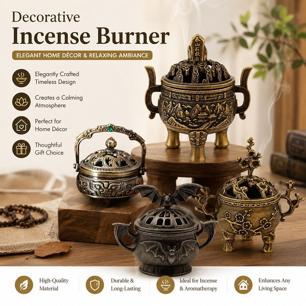 레트로 중국 스타일 향로, 합금 속이 빈 캡 향로, 행 - Incense Stick Holder 리뷰 및 가격