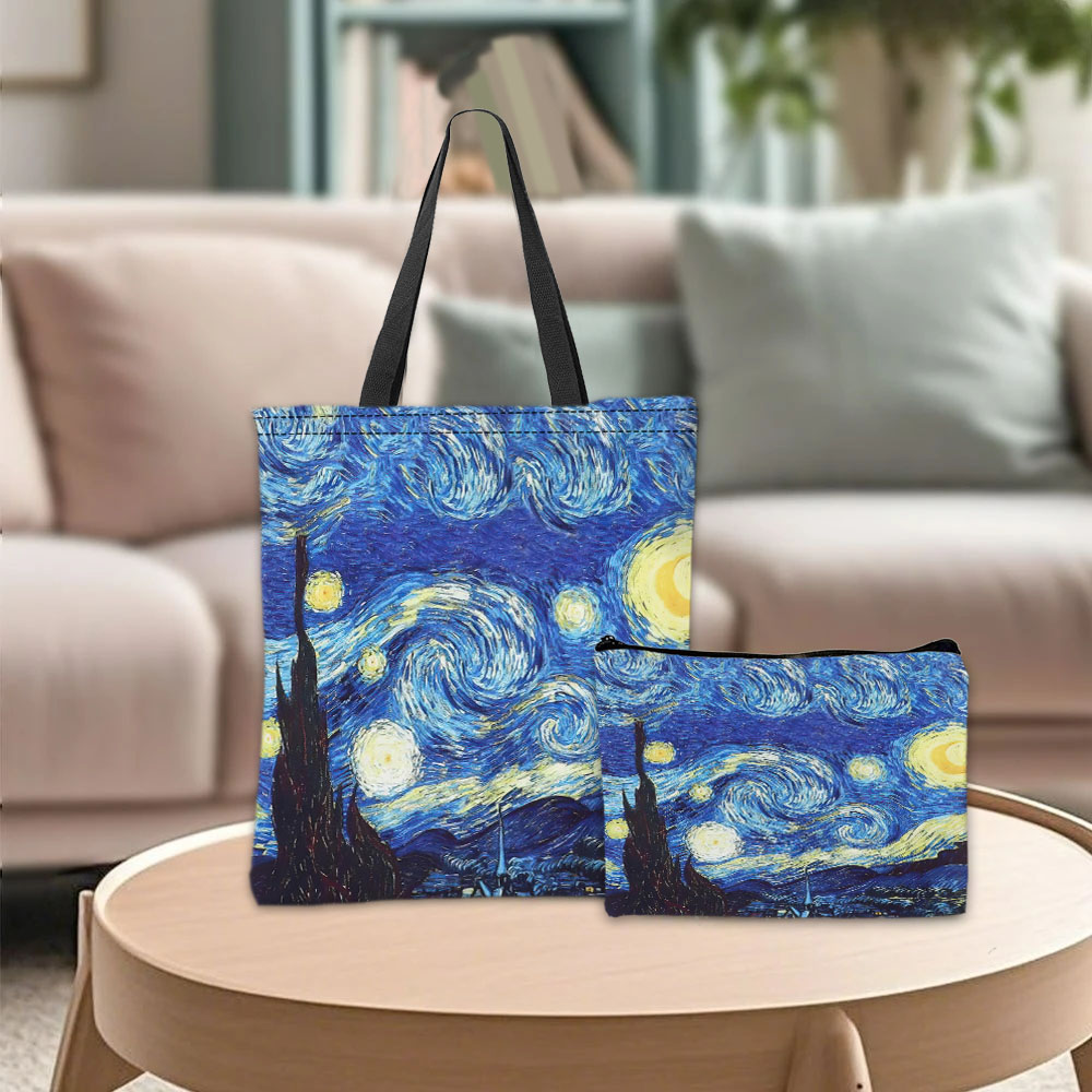 반 고흐 시리즈 토트백 화장품 파우치 유화 별이 빛나는 - Abstract Oil Painting 리뷰 및 가격