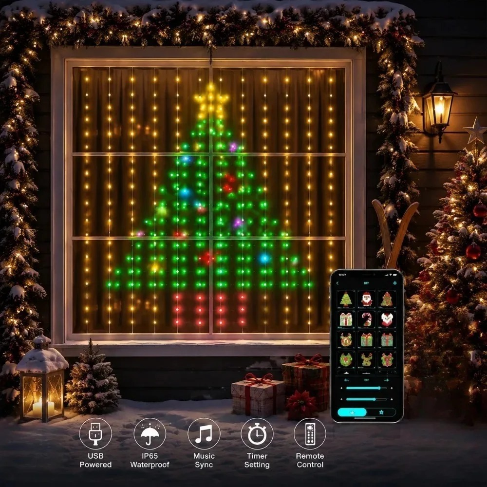 LED 픽셀 커튼 조명 블루투스 앱 제어 RGB 스마트 - Home Decor App Free 리뷰 및 가격