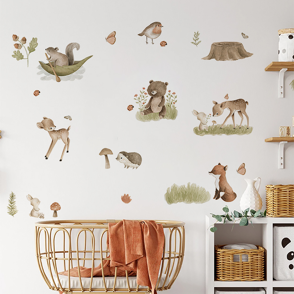 북유럽 숲 만화 벽 스티커, 동물 숲 비닐 벽 데칼,  - Home Decor Vinyl Flooring 리뷰 및 가격