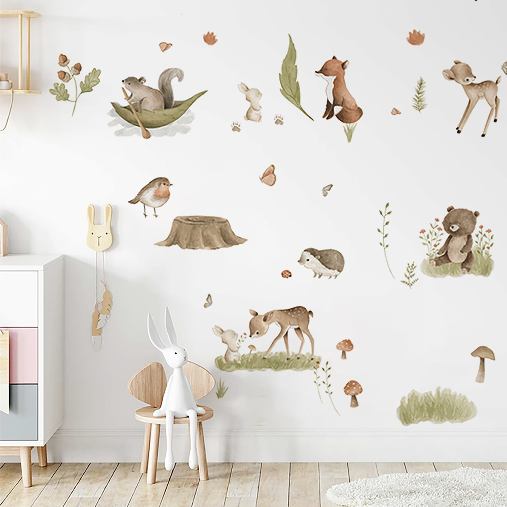 북유럽 숲 만화 벽 스티커, 동물 숲 비닐 벽 데칼,  - Home Decor Vinyl Flooring 리뷰 및 가격