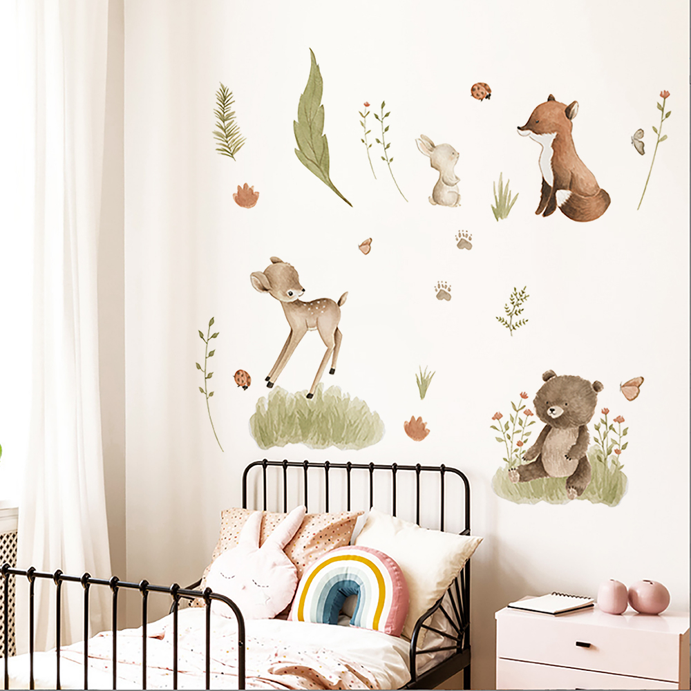 북유럽 숲 만화 벽 스티커, 동물 숲 비닐 벽 데칼,  - Home Decor Vinyl Flooring 리뷰 및 가격
