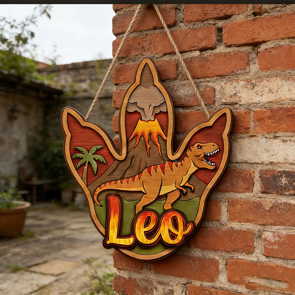 맞춤형 3D 티라노사우루스 이름 목재 벽걸이 장식판,  - Home Decor Names 리뷰 및 가격