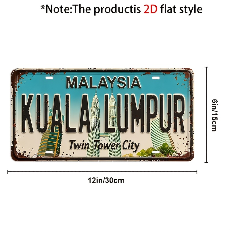 2D 평면형, 장식용, 빈티지 쿠알라룸푸르 금속 번호판 - Home Decor Kuala Lumpur 리뷰 및 가격