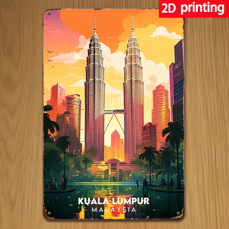 말레이시아 쿠알라룸푸르 빈티지 금속 간판 - 레트로 철 - Home Decor Kuala Lumpur 리뷰 및 가격