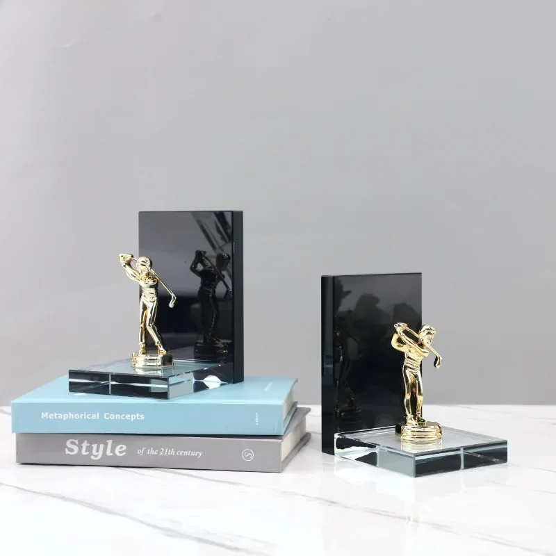 골든 골프 선수 조각상 추상 장식품 크리스탈 베이스 책 - Aesthetic Bookend 리뷰 및 가격