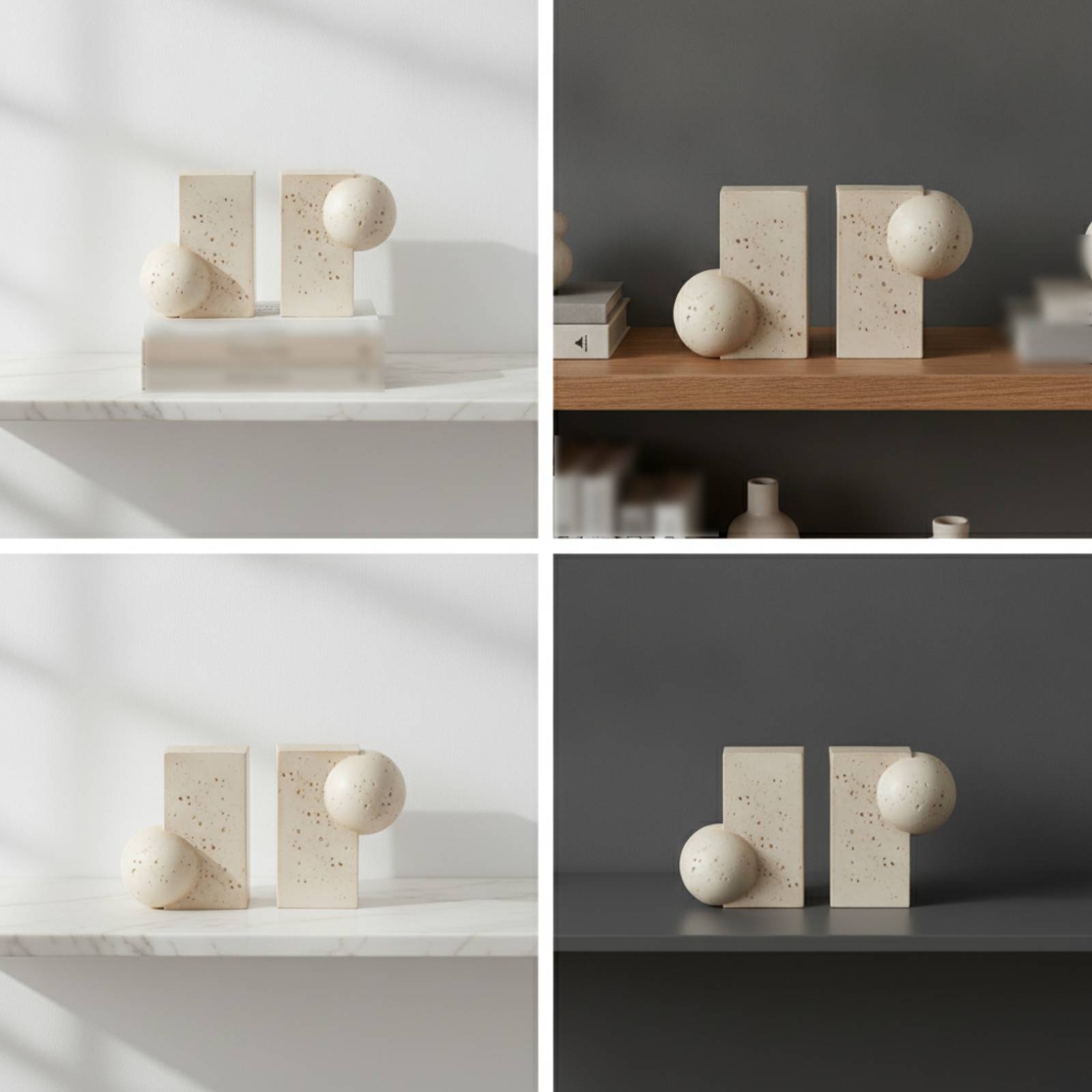 조각 예술적인 책꽂이, 돌 느낌의 기하학적 책꽂이 세트 - Aesthetic Bookend 리뷰 및 가격