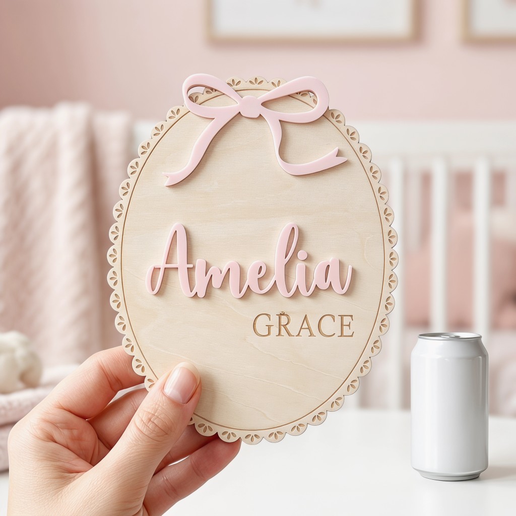1개 맞춤형 리본 레이스 가장자리 아기 나무 이름표,  - Home Decor Names 리뷰 및 가격