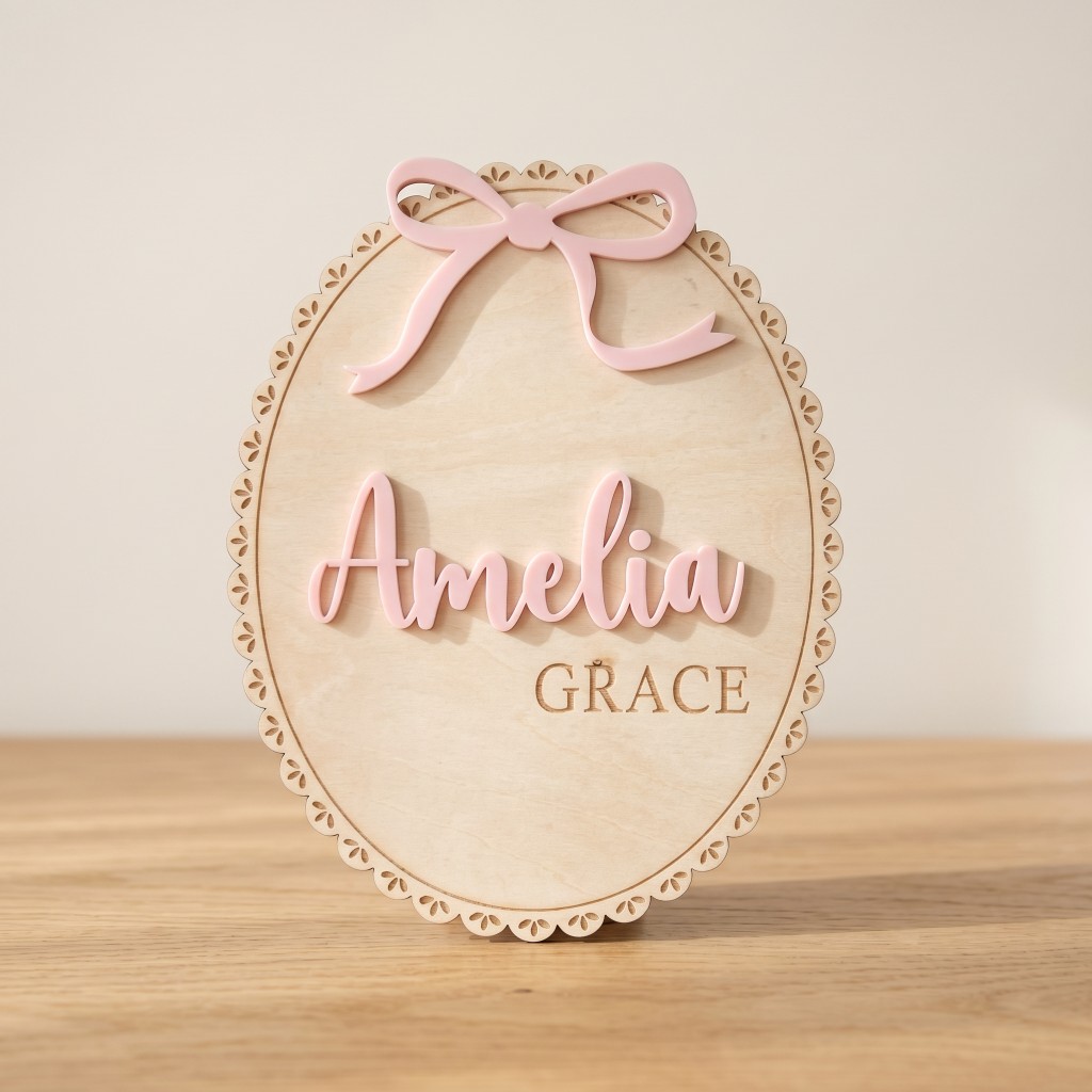 1개 맞춤형 리본 레이스 가장자리 아기 나무 이름표,  - Home Decor Names 리뷰 및 가격