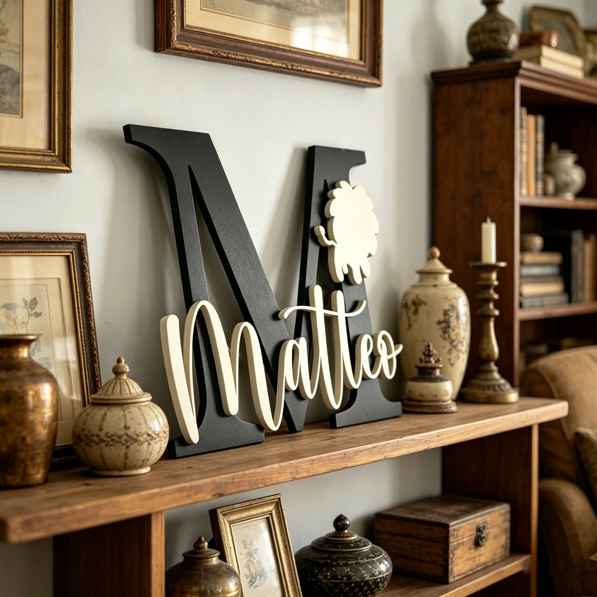 1Pc 맞춤형 사자 이름 및 이니셜 나무 이름표, 보육 - Home Decor Names 리뷰 및 가격