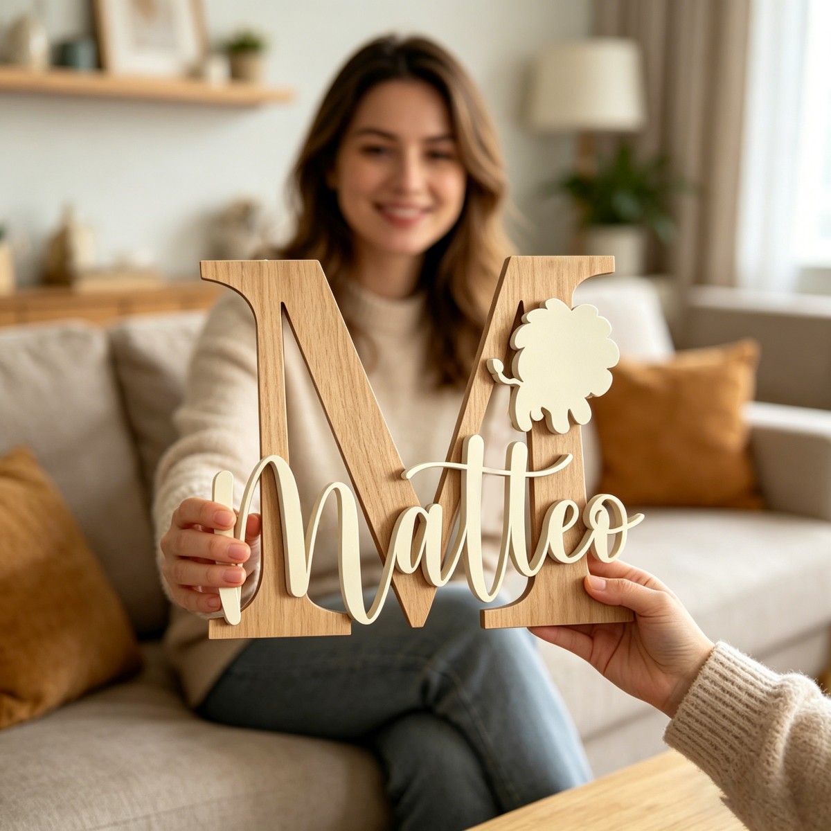 1Pc 맞춤형 사자 이름 및 이니셜 나무 이름표, 보육 - Home Decor Names 리뷰 및 가격