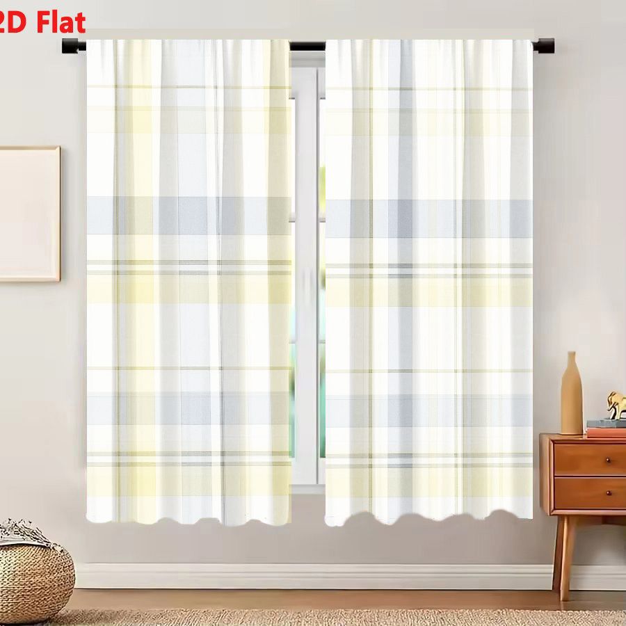 2Pcs 커튼 2D 플랫 이음매 없는 격자 무늬 패턴, - Home Decor Color Palettes 리뷰 및 가격