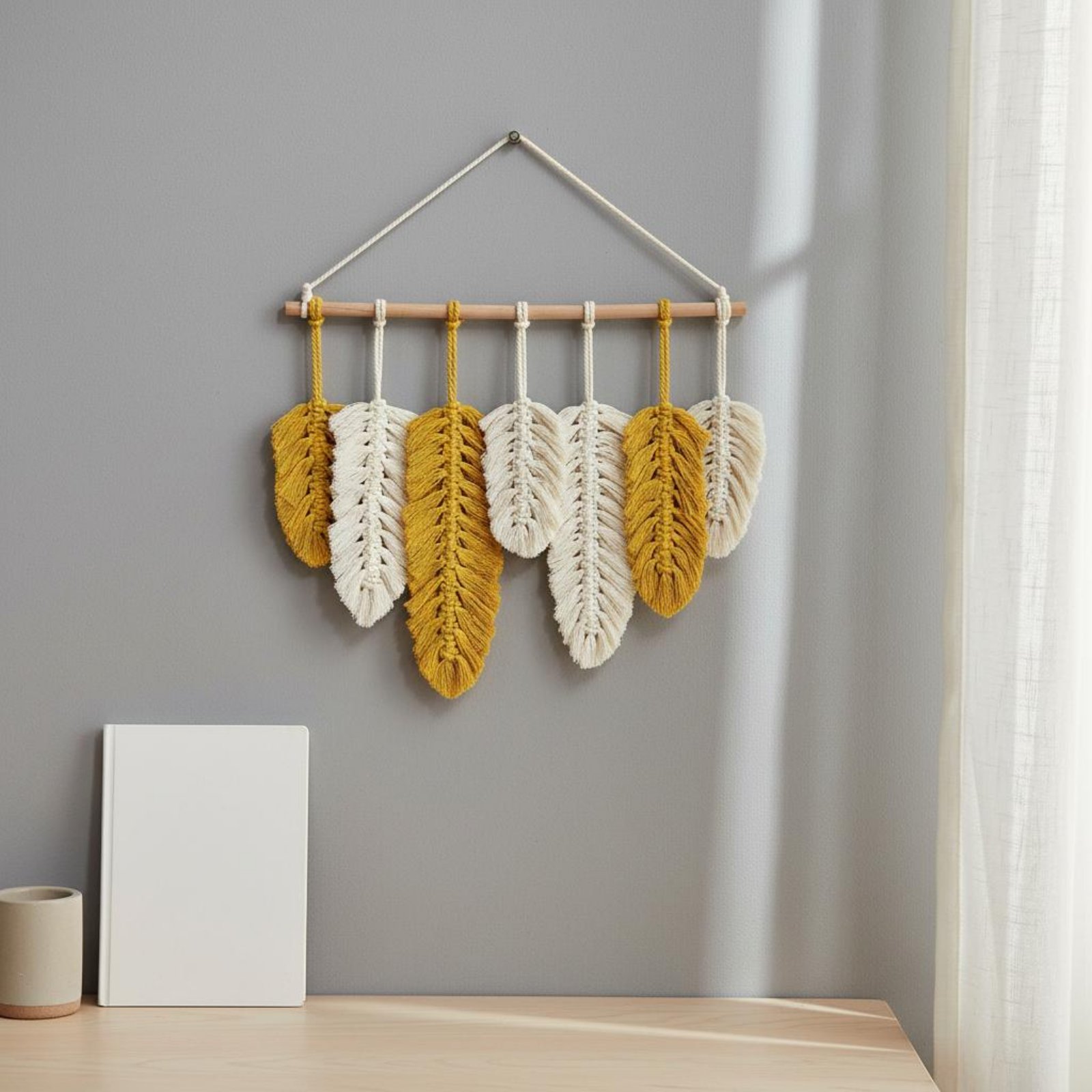 마크라메 깃털 벽걸이 수공예 나뭇잎 벽걸이 나뭇잎 태슬 - Macrame Wall Hanging 리뷰 및 가격