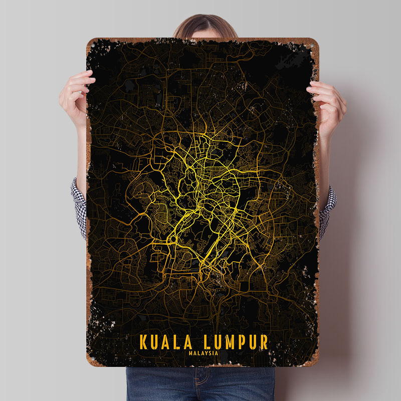 쿠알라룸푸르 골든 시티 지도 인쇄 포스터 맞춤형 레트로 - Home Decor Kuala Lumpur 리뷰 및 가격