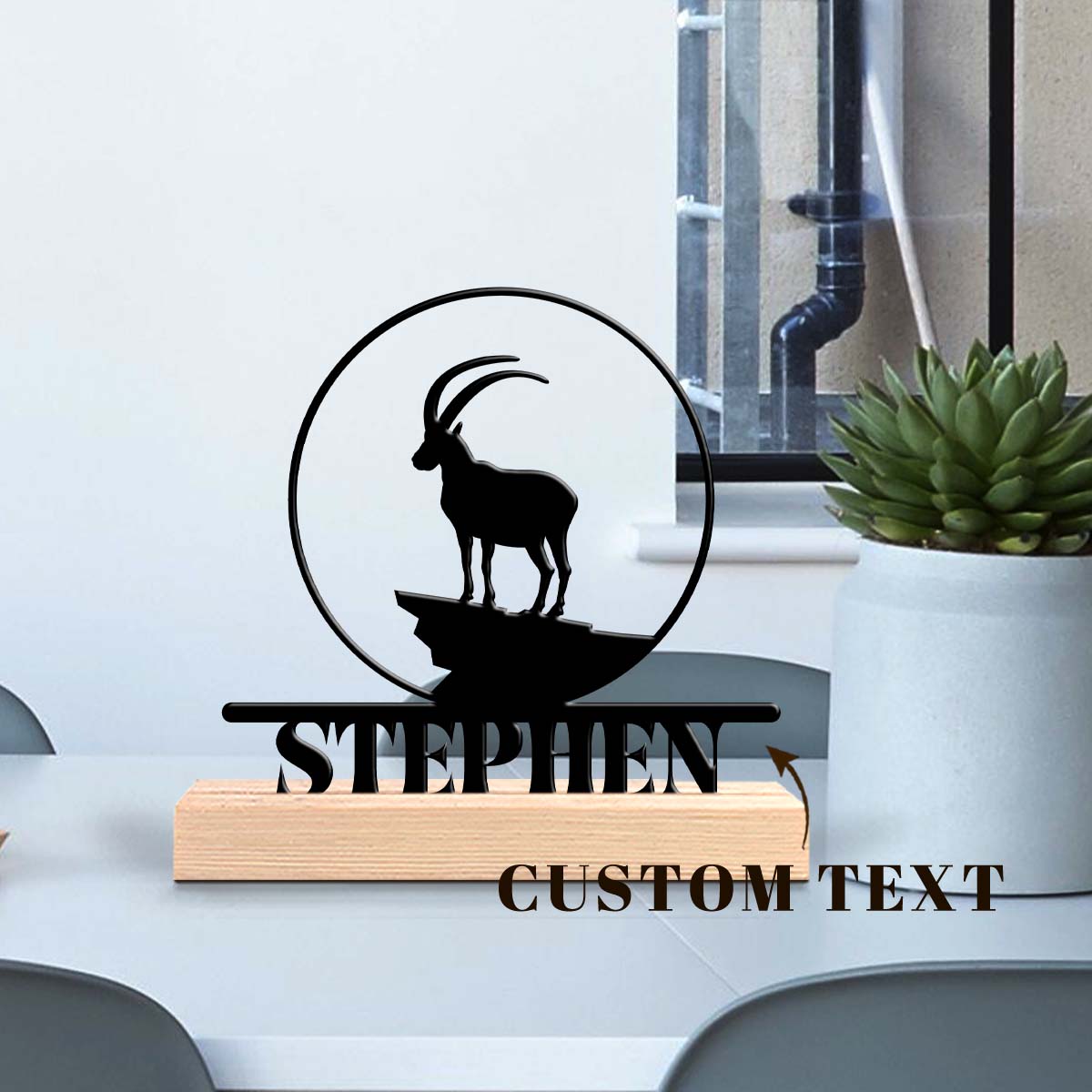 1개 개인 맞춤형 철제 데스크탑 장식품 나무 받침대가  - Home Decor Names 리뷰 및 가격