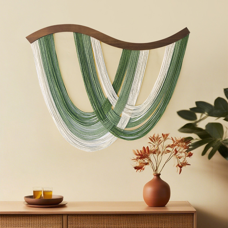 곡선형 나무판 마크라메 벽걸이, 손으로 짠 천연 코튼  - Macrame Wall Hanging 리뷰 및 가격